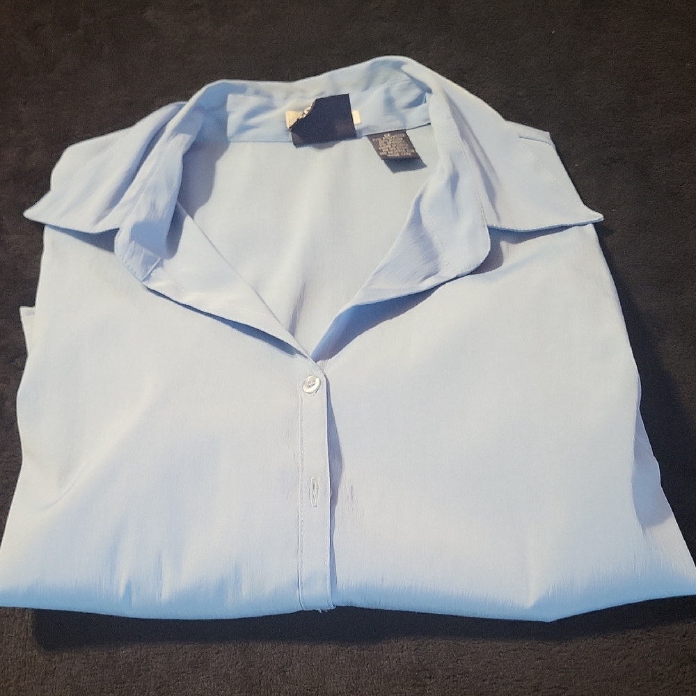 Cotton Express Blue Long Sleeve Notched Collar Shirt